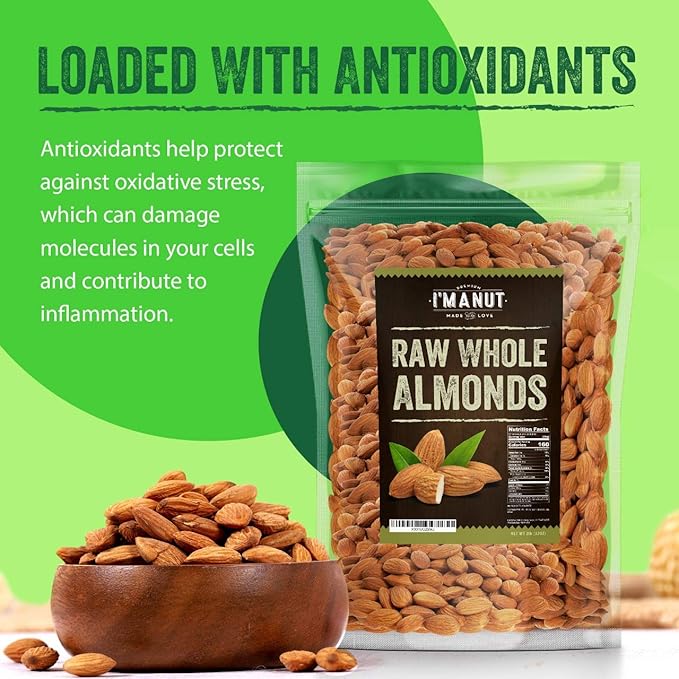 Raw California Almonds 48 oz (3 lbs) | Natural | Whole | Batch Tested Gluten &amp Peanut Free | No PPO | Non-GMO | No Herbicide | Healthy Protein boost | Premium Quality | for Snacking Baking Cooki