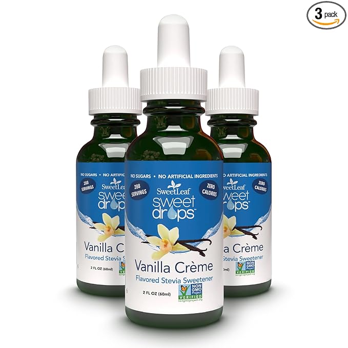 SweetLeaf Sweet Drops - Flavored Stevia Liquid Sweetener Organic Stevia Extract Zero Calorie Keto Friendly Non GMO Natural Flavor Sugar Alternative - Vanilla Creme 2 Fl Oz (Pack of 3)