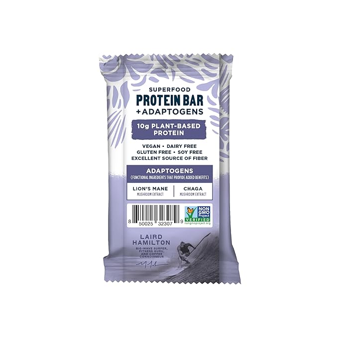 Laird Superfood Functional Protein Bars – Protein Bar but Better with Real Ingredients Functional Mushrooms 10g Plant-Based Protein 6g Fiber - Non-GMO - Dark Chocolate Sea Salt 10 Count (Pack of 1)