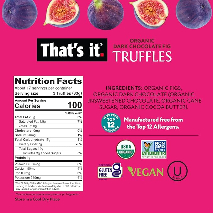 That’s It. Organic Dark Chocolate Truffles Cocoa with Organic Fig | Vegan Plant-Based Gluten-Free | 20 oz