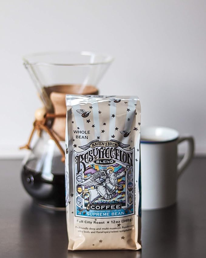 Raven's Brew Coffee Full Bodied Coffee Full City Roast Whole Bean - Resurrection Blend 2-pack of 12oz