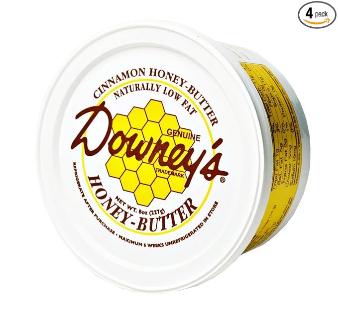 Downey's Natural Cinnamon Honey Butter 8 Oz. Tub (Pack of 4)