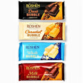 Roshen Aerated Flavors of Dark Milk Caramel White Variety Pack of Chocolate Bars Kosher and Halal 85 grams