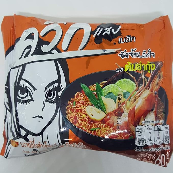 (60g. x 5 Packs) Tom Yum Shrimp Flavour Quick Cooking Thai Instant Noodles Soup Fest Spicy Food