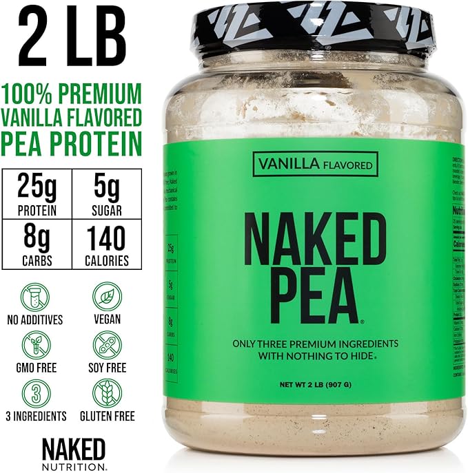 NAKED Vanilla Pea Protein Isolate 2LB Pure Micronized Creatine Monohydrate 1000g (200 Servings) – Vegan Bulk Non-GMO Gluten Free Soy Free