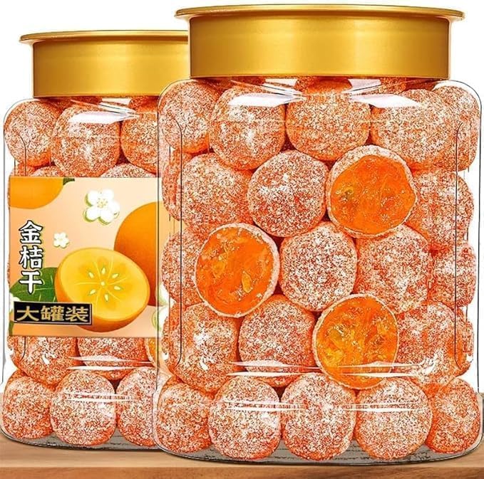 Rock sugar dried kumquatnatural dried kumquat candied fruit 500g/cannutritious preserved fruit snacksSweet OrangeInstant dessertsdelicious Dim sum (1 can)