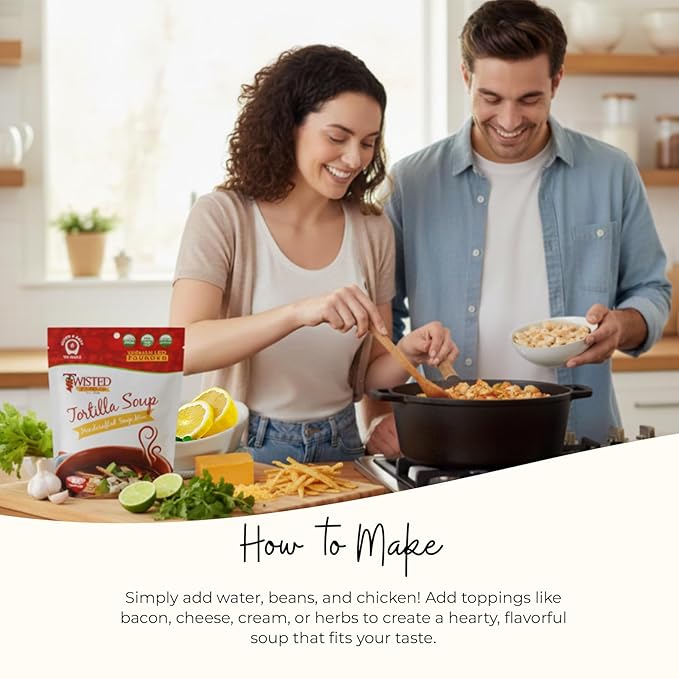 Twisted Pepper Co. Tortilla Soup Mix: Gluten-Free – Handcrafted Homestyle Soup – Bold Savory &amp Authentic Mexican Flavor Ready in 30 Minutes Serves 8 Add Chicken Cheese Corn &amp Tortilla Ch