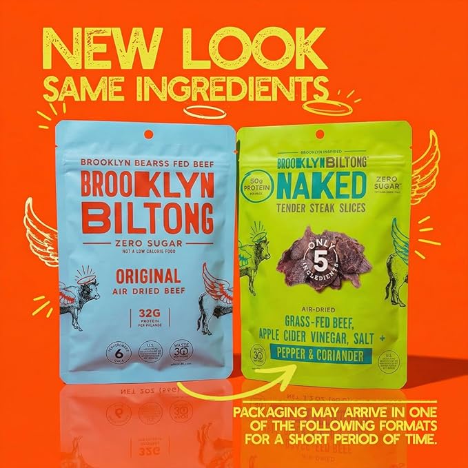Brooklyn Biltong Air Dried Grass Fed Beef Snack South African Beef Jerky (Pepper &amp Coriander 8 oz Pack of 1)- Whole30 Approved Paleo Keto Gluten Free Sugar Free