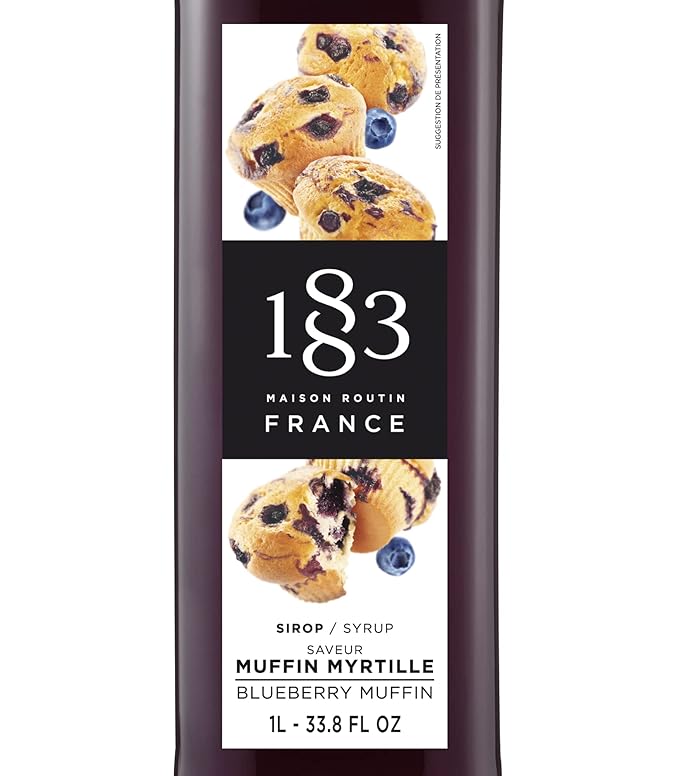 1883 Blueberry Muffic Syrup for Drinks Made in France 1 Liter Glass Bottle