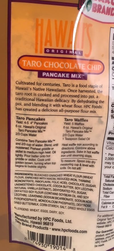 3 pack Taro Chocolate Chip Pancae Mix