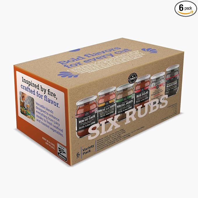 SMP Six Rubs – 6 Gourmet Mexican Rubs | Bold Balanced Flavors for Meat Seafood &amp Veggies | 100% Natural Vegan Small-Batch Made in Mexico