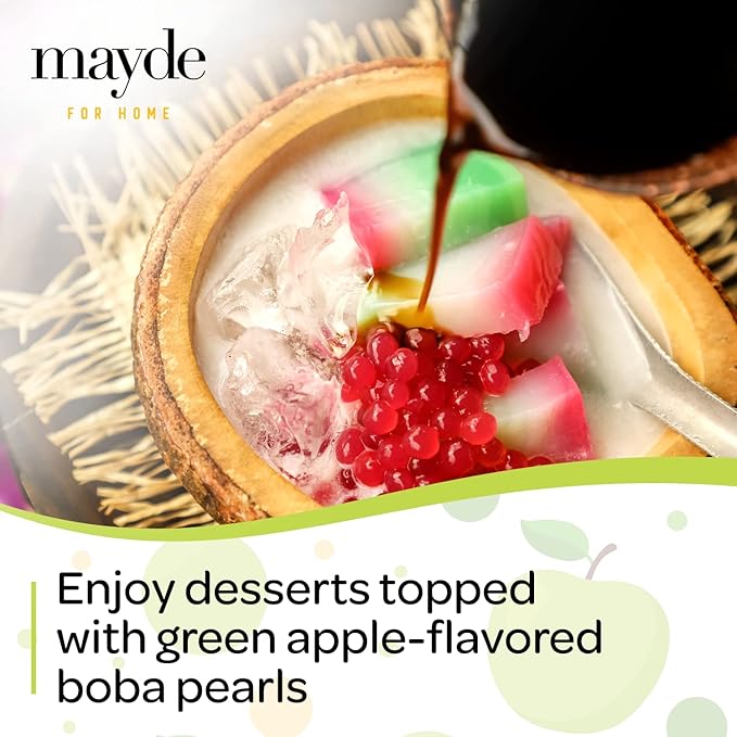 Mayde Popping Boba Pearls for Drinks Desserts &amp Breakfast Bowls (Green Apple Flavor 7 Pounds)
