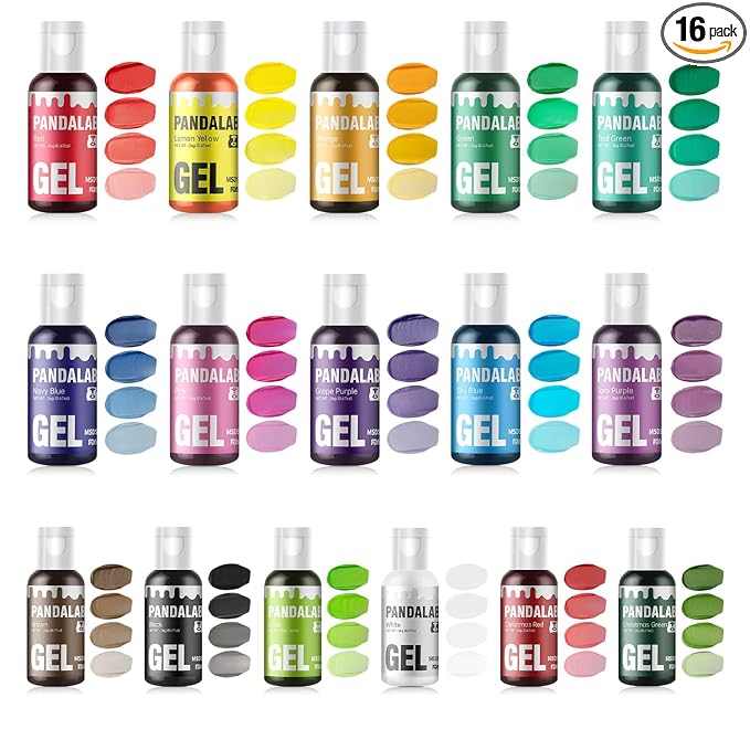 Gel Food Coloring Set - 16 Colors Concentrated Vibrant Edible Food Grade Dye for Baking Cake Cookie Decorating Fondant Icing Frosting Macaron DIY Crafts - 10.82 fl.oz (20ml/Bottle)