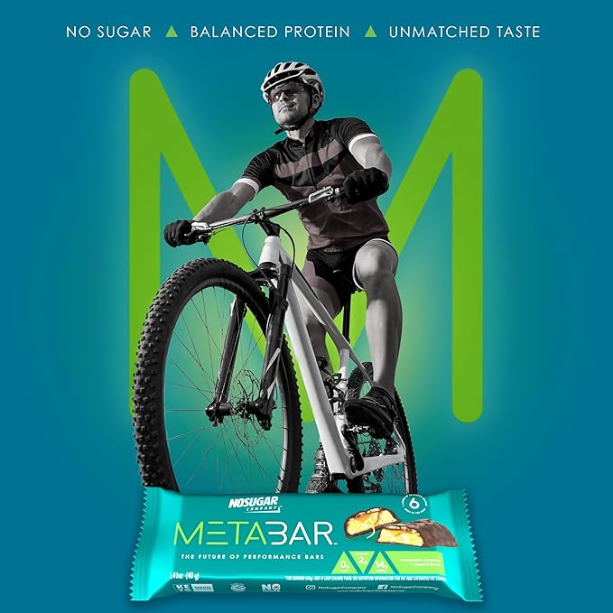 *NEW* No Sugar META BAR - High Protein Energy Bars 0g Sugar 14g Protein Low Net Carb Chocolate Caramel &amp Peanut - Grab &amp Go Protein Snack Bars with Six Layers of Decedent Delight - Gluten