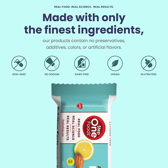 Step One Foods Apple Cinnamon Bars &amp Lemon Almond Bar Bundle Heart Healthy Snack Plant Sterols Omega 3's and Dietary Fiber Gluten Free Non-GMO Vegan Fruit and Nut Granola Bars (12 Pack)