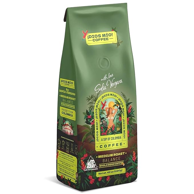 Dios Mio Coffee by Sofia Vergara Medium Roast Whole Bean Premium Colombian Coffee 42 Ounce Bag