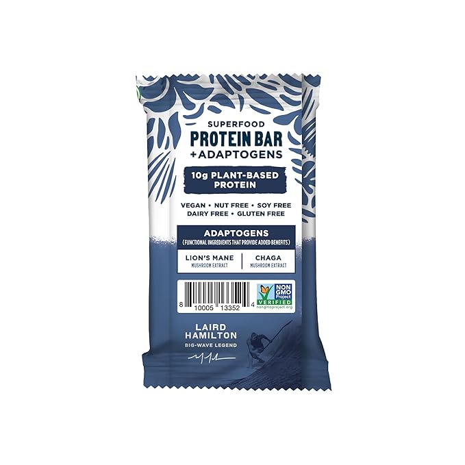 Laird Superfood Functional Protein Bars Protein Bar but Better with Real Ingredients Functional Mushrooms 10g Plant-Based Protein 6g Fiber Blueberry Sunflower Butter 10 Count (Pack of 1)
