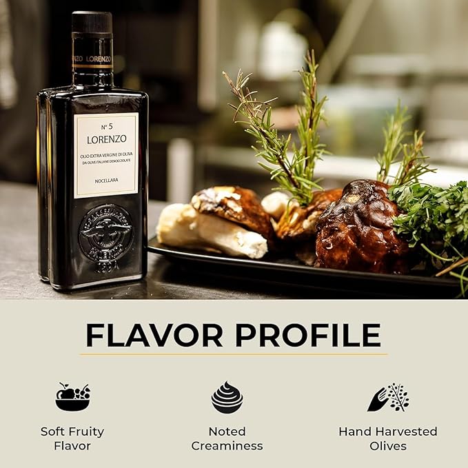 Barbera Lorenzo No. 5 Extra Virgin Olive Oil 16.9 oz | Cold Extracted Sicilian EVOO | Fruity &amp Soft Nocellara del Belice Olive Flavor | Fresh Harvest Imported Olive Oil from Italy