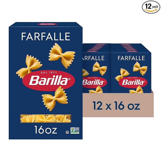 Barilla Farfalle Pasta 16 oz. Box (Pack of 12) - Non-GMO Made with Durum Wheat Semolina - Kosher Certified