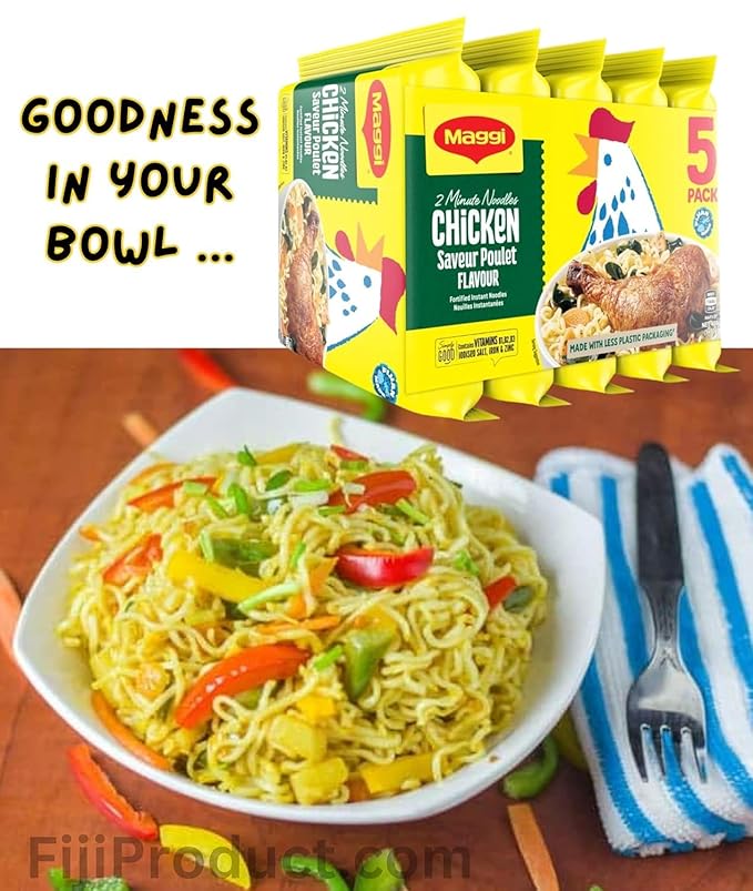 Tasty! Instant 2 Minute Noodles - Chicken Flavor with Seasonings (4 x 5 Packs / 80g Ea) To boost the goodness in your bowl So Delicious Meal!