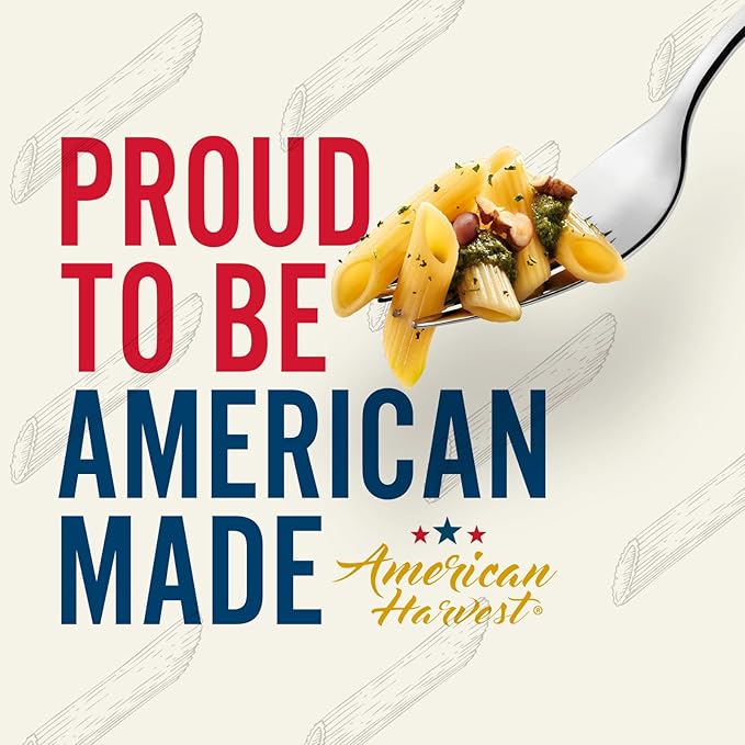 AMERICAN HARVEST Penne Rigate Enriched Durum Wheat 16 oz (12 Pack) | Made in America Non-GMO Fast-Cook Pantry Staple | 100 Years of Pasta-Making Expertise