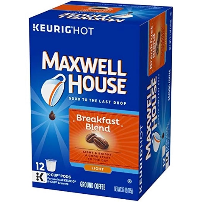 Maxwell House Breakfast Blend Light Roast K-Cup® Coffee Pods (72 ct Pack 6 Boxes of 12 Pods)