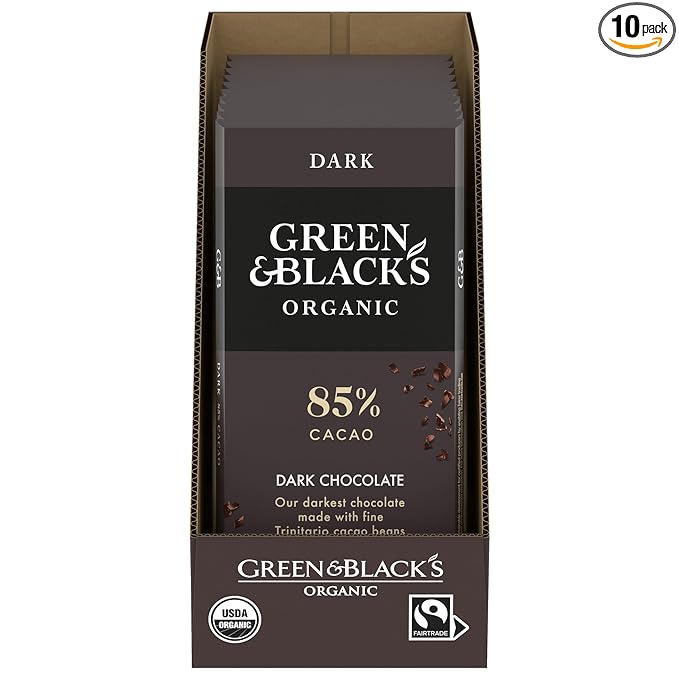 Green &amp Black's Organic Dark Chocolate Bar 85% Cacao 10 - 3.17 oz Bars