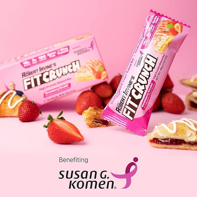 FITCRUNCH Snack Size Protein Bars 6-Layer Baked Bar 3g of Sugar &amp Soft Cake Core (18 Bars Strawberry Strudel)