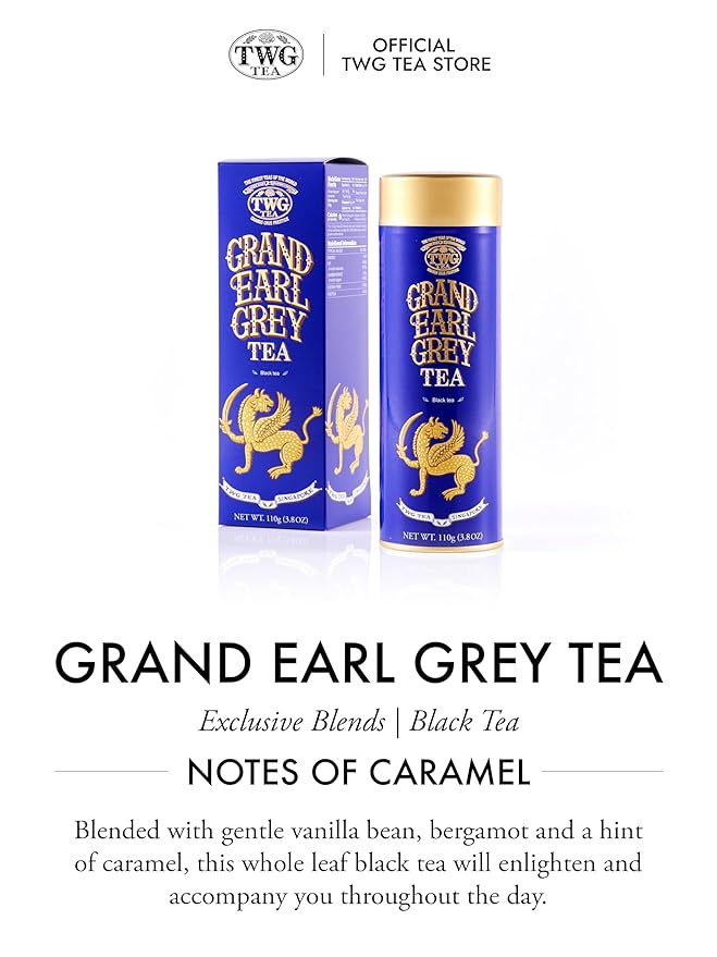 TWG Tea | Grand Earl Grey | Black Tea | Caramel | Haute Couture Tin 110g | Gift Set
