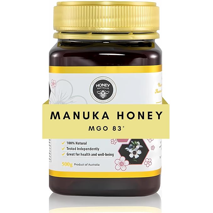 Honey Australia Manuka Honey MGO 83+ | 17.6 oz | Raw Organic Pure Honey for Cooking Baking Marinades &amp Wellness | Natural Sweetener &amp Daily Health Boost | Rich in Nutrients &amp Flavor