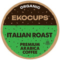 EKOCUPS Organic Italian Roast Coffee Pods Extra 30% More Coffee Per Cup Artisan Fair Trade Dark Roast Italian Roast for Keurig K Cup Machines Recyclable Pods 40 Count