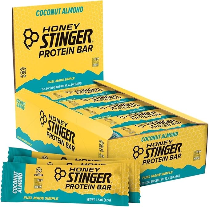 Honey Stinger Protein Bar Coconut Almond Protein Packed Food for Exercise Endurance and Performance Sports Nutrition Snack for Home &amp Gym Post Workout 15 Pack