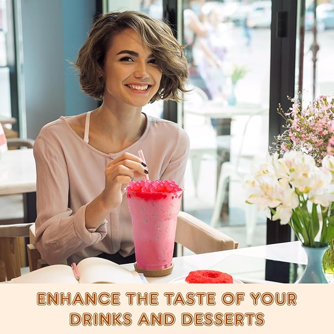 Fanale Watermelon Popping Boba Pearls Vegan Non GMO Gluten Free Fat Free Perfect for Bubble Tea Smoothies Ice Cream Desserts and Beverages.