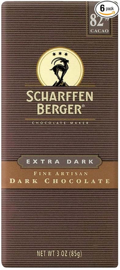 SCHARFEEN BERGER Artisan Chocolate Bars Extra Dark 3 Ounce (Pack of 6)