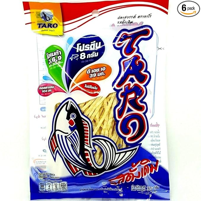 TARO-Thai Fish Snack Dried Food Low Fat Original Flavored (Pack of 6)