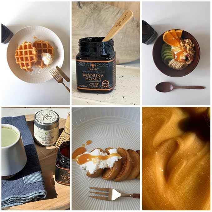 BeeNZ Raw Mānuka Honey Certified UMF 10+ (MGO 263+) Pure New Zealand Monofloral Mānuka Natural Sweetener Superfood for Wellness Support No Sugar Added Traceable from Hive to Jar 8.8 oz/250g