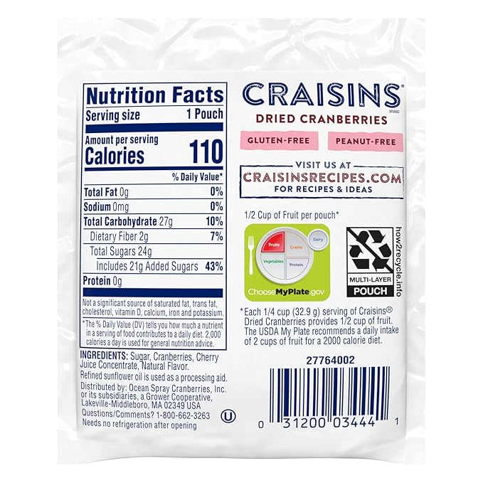 Ocean Spray Craisins Dried Cranberries Cherry 1.16 Ounce (Pack of 200)