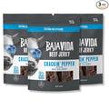 Baja Beef Jerky - 100% All Natural Beef Jerky Keto Jerky Gluten Free Low Calorie Craft Jerky 13g Protein per Serving No Nitrates or Added Hormones - Crackin' Pepper 2 oz Bag (Pack of 3)