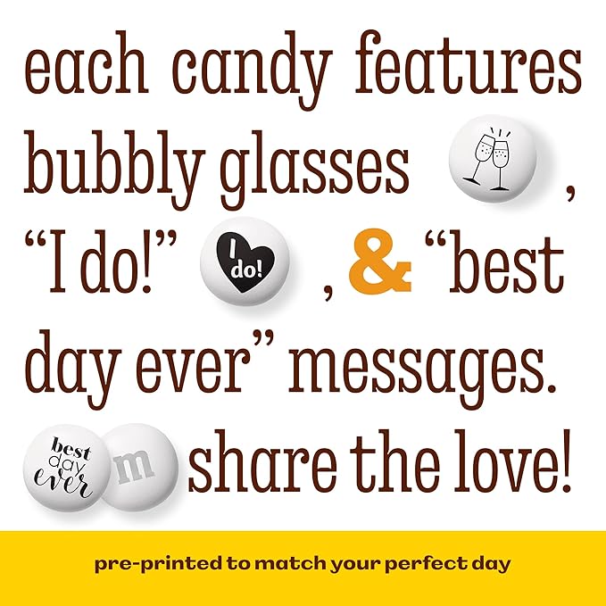 M&ampM’S WORLD Wedding Themed Milk Chocolate Candy - 5lbs Assorted Pre-designed Just Married I Do Wedding Decoration White Wedding M&ampM'S Candy