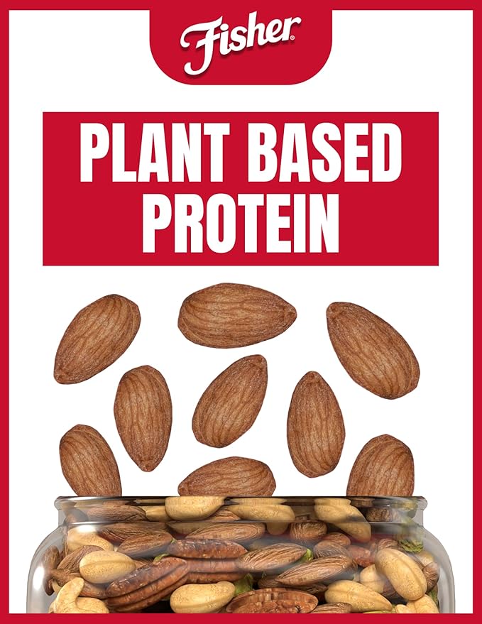 Fisher Oven Roasted Never Fried Almonds 24 Ounces (Pack of 1) Heart Healthy Snacks for Adults Made with Sea Salt No Added Oil Artificial Ingredients or Preservatives Gluten Free Vegan Protein