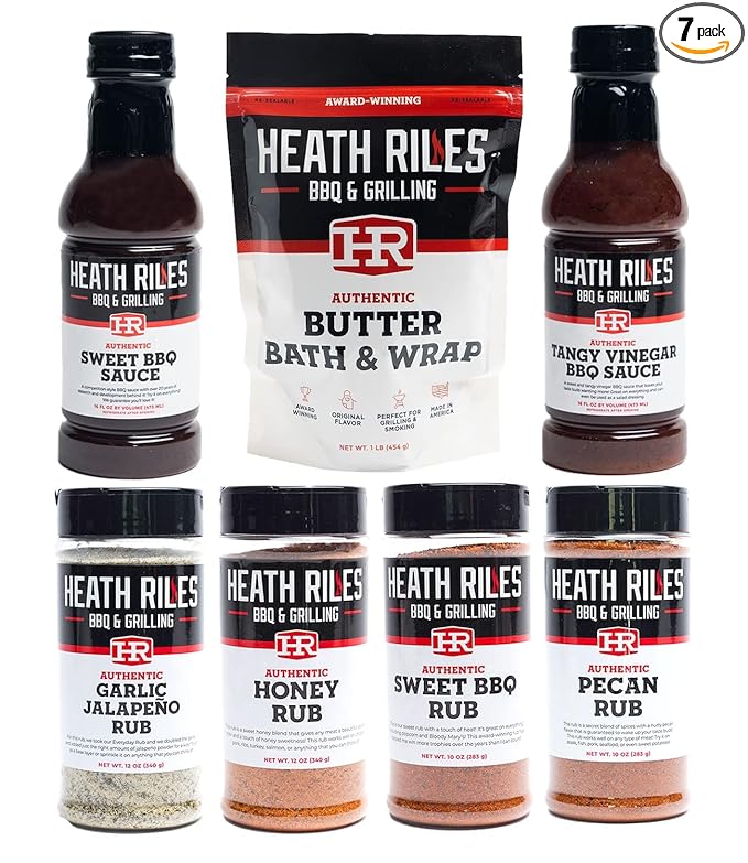 Heath Riles BBQ Competition Rib Bundle (4 Rubs 2 Sauces and 1 Marinade) Competition Winning Products from Pitmaster Heath Riles