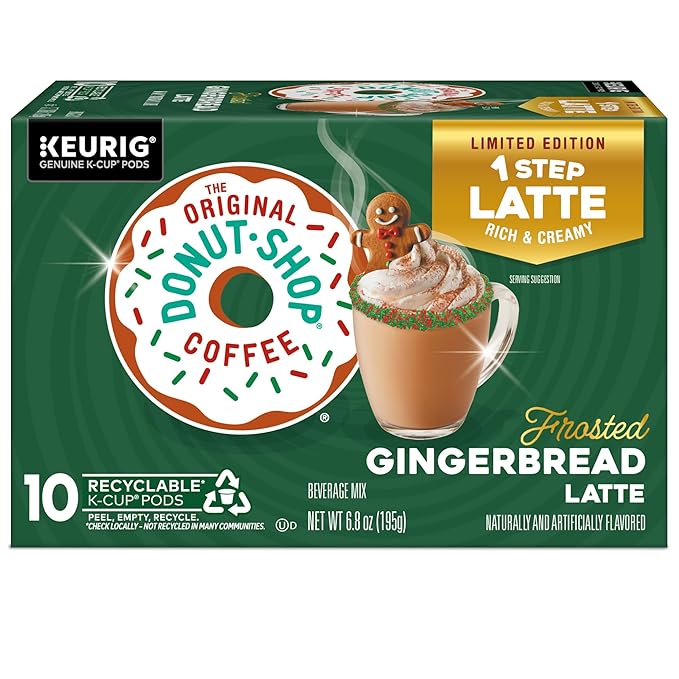 The Original Donut Shop One Step Latte Frosted Gingerbread Keurig Single Serve K-Cup Pods 60 Count (6 Packs of 10)