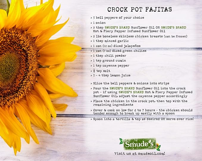 Smude's Brand Cold Pressed Sunflower Oil – 2.5 Gallon (320 oz.) Plastic Bottle (BPA Free) | Healthy &amp Versatile Cooking Oil High Oleic Heart Healthy | All Natural Chemical Free 100% Pure Unre