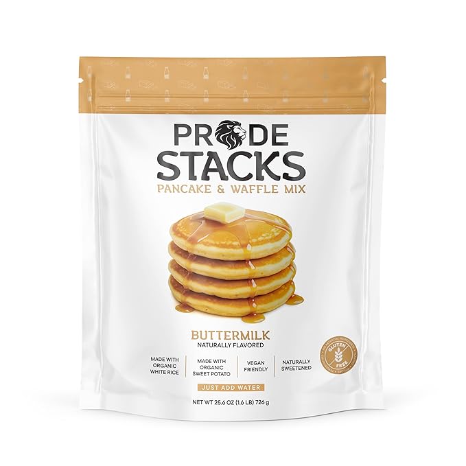 Pride Stacks Pancake &amp Waffle Mix - Organic Rice &amp Sweet Potato Blend Buttermilk