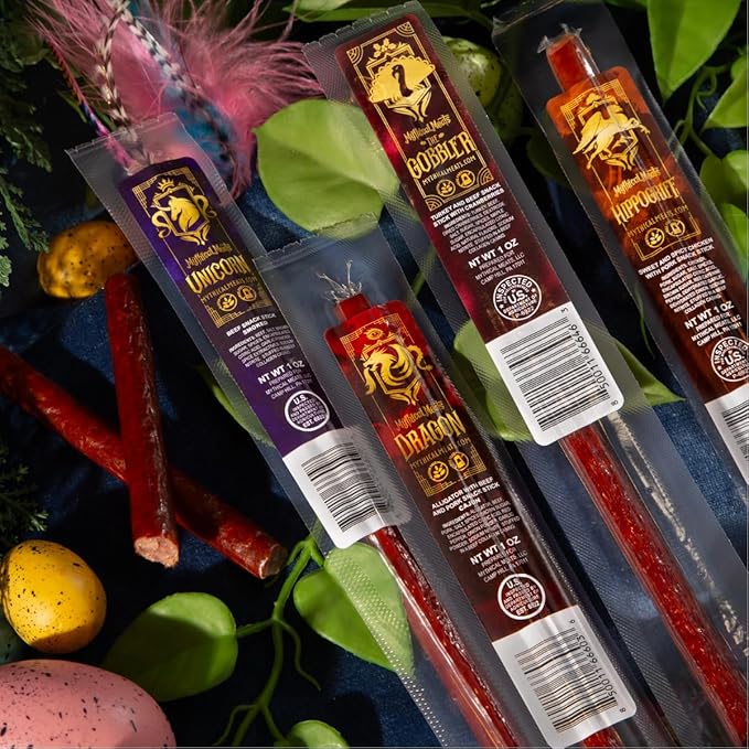 Mythical Meats Easter Meat Pack Exotic Game Meat and Beef Sticks Snack Stick Variety Pack – 10 Count Random Assortment – Easter Gift Bag – High Protein Gluten Free MSG Free Meat Sticks