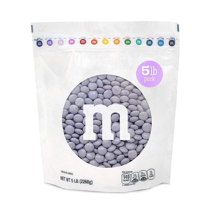 M&ampM’S WORLD M&ampM’S Light Purple Milk Chocolate Candy - 5lbs Resealable Purple Candy Pack for Easter Mother's Day Graduations Birthday Parties Weddings Celebrations Birthday Decor and mor