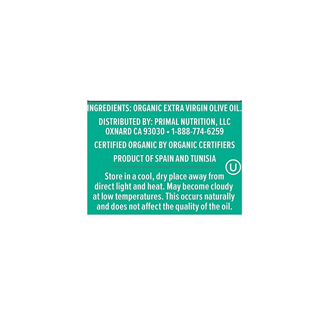 Primal Kitchen Organic Extra Virgin Olive Oil NAOOA Certified for quality and purity 16.9 Fluid Ounces Pack of 2
