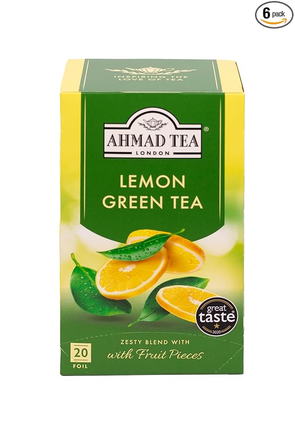 Ahmad Tea Lemon Green Tea 20-Count Boxes (Pack of 6)