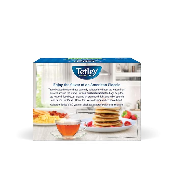 Tetley Classic Blend Decaf Premium Black Tea Decaffinated Tea 72 Tea Bags (Pack of 12) Rainforest Alliance Certified