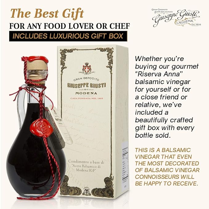 Giusti Family Reserve Balsamic Vinegar-Based Condiment - Rich Flavor for Salads &amp Drizzling Premium Italian Condiment Based on Aceto Balsamico di Modena Made in Italy -3.4 fl oz - Pack of 1